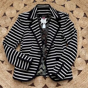 Dept Brand Knit Striped Blazer black and cream